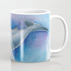 Humpback Whale and Bubbles Watercolor Ink Coffee Mug Gallery Image 1