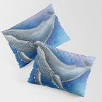 Humpback Whale and Bubbles Watercolor Ink Pillow Sham Gallery Image 3