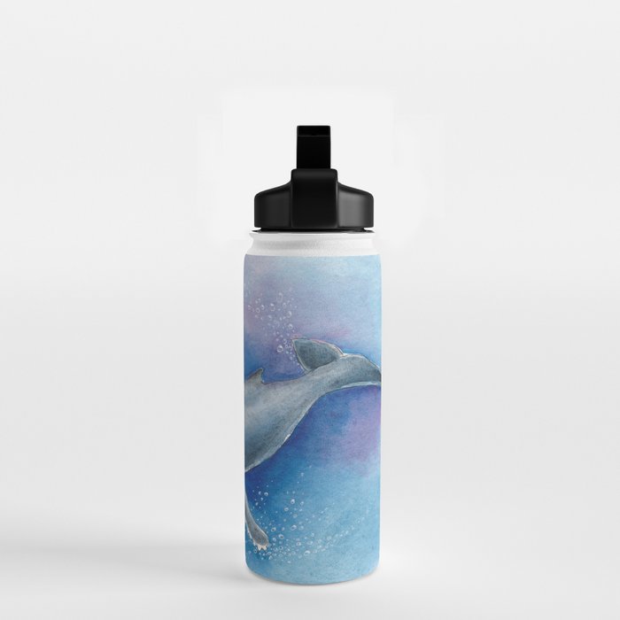 Humpback Whale and Bubbles Watercolor Ink Water Bottle Gallery Image 2