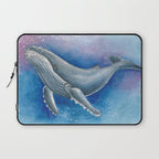 Humpback Whale and Bubbles Watercolor Ink Laptop Sleeve Gallery Image 1