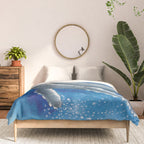 Humpback Whale and Bubbles Watercolor Ink Comforter Gallery Image 3