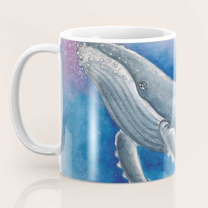 Humpback Whale and Bubbles Watercolor Ink Coffee Mug Gallery Image 3