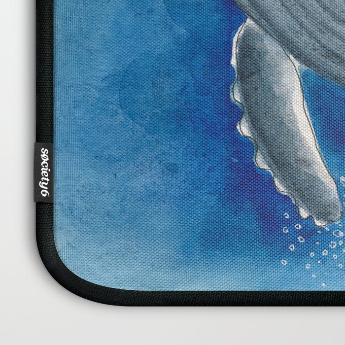 Humpback Whale and Bubbles Watercolor Ink Laptop Sleeve Gallery Image 3
