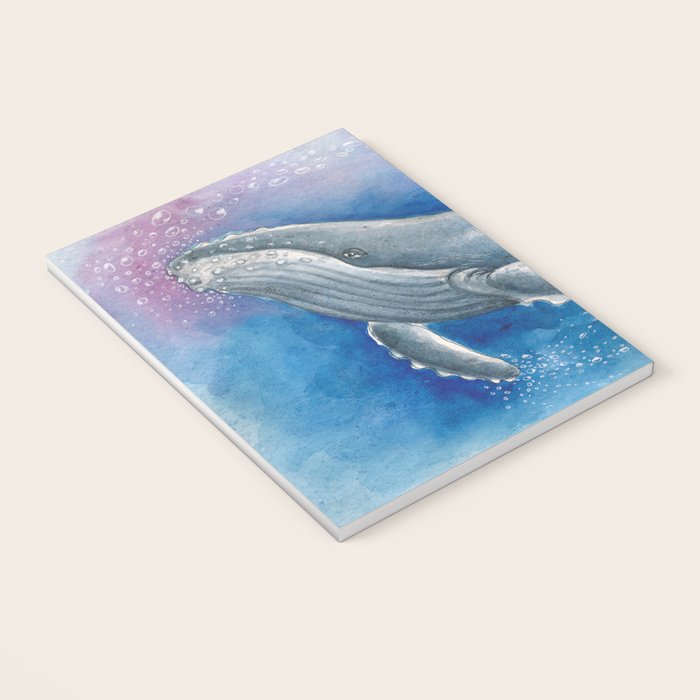 Humpback Whale and Bubbles Watercolor Ink Notebook Gallery Image 3