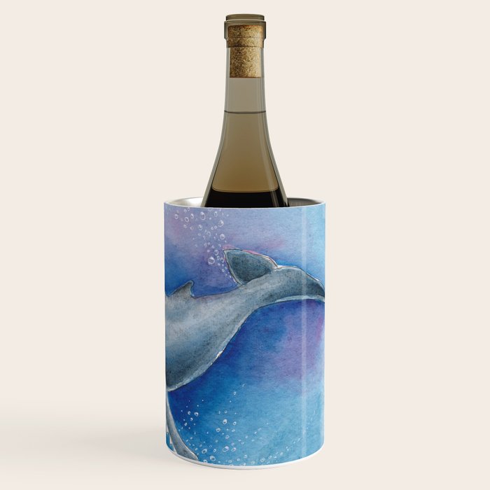 Humpback Whale and Bubbles Watercolor Ink Wine Chiller Gallery Image 3