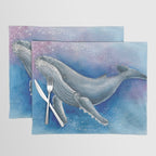 Humpback Whale and Bubbles Watercolor Ink Placemat Gallery Image 1