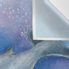 Humpback Whale and Bubbles Watercolor Ink Wall Tapestry Gallery Image 3