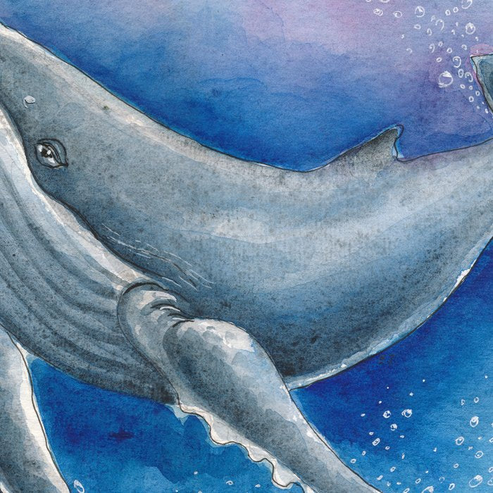 Humpback Whale and Bubbles Watercolor Ink Coffee Mug Gallery Image 2
