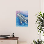 Humpback Whale and Bubbles Watercolor Ink Poster Gallery Image 2