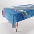 Humpback Whale and Bubbles Watercolor Ink Tablecloth Gallery Image 1