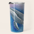Humpback Whale and Bubbles Watercolor Ink Travel Mug Gallery Image 3