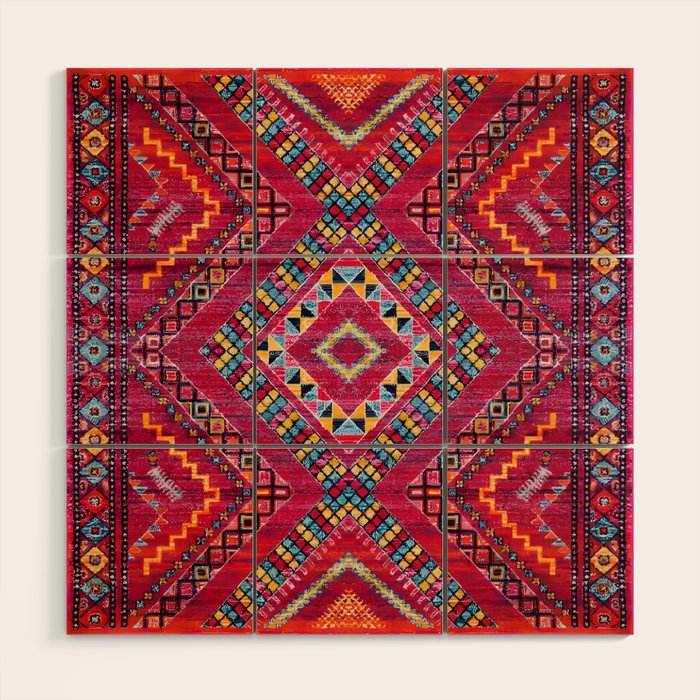 Rose Oasis: Vintage Bohemian Geometric Heritage Wood Wall Art Gallery Image 1