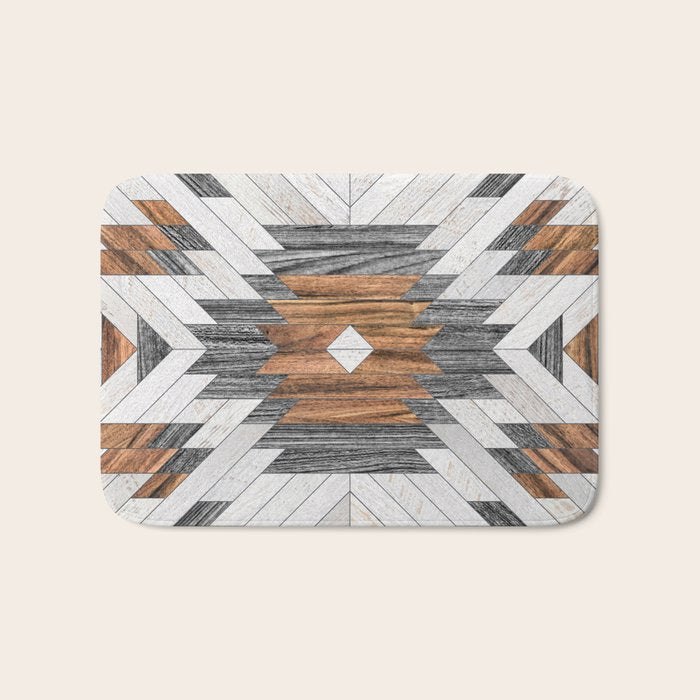 Urban Tribal Pattern No.8 - Aztec - Wood Bath Mat Gallery Image 1