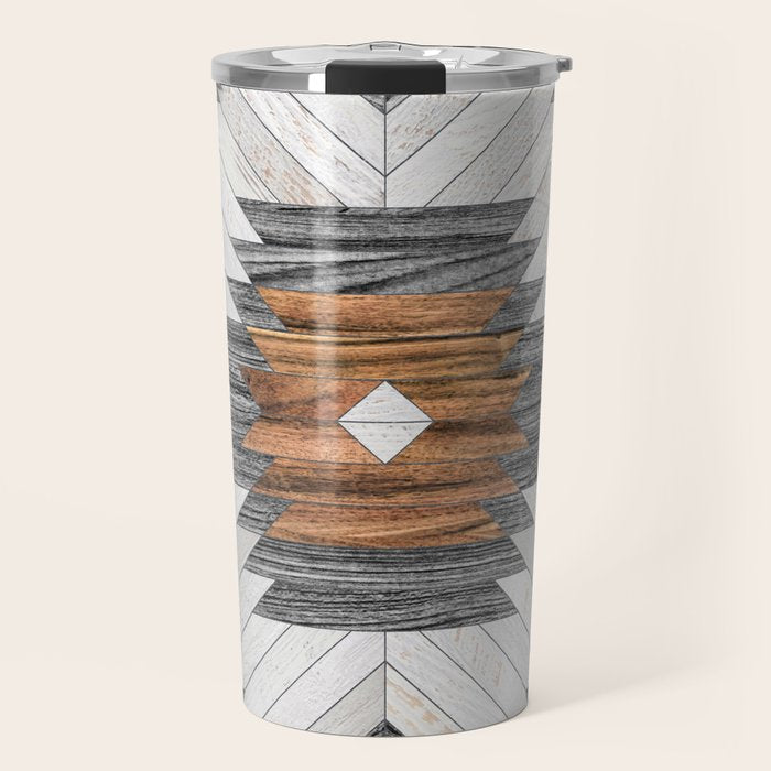 Urban Tribal Pattern No.8 - Aztec - Wood Travel Mug Gallery Image 1