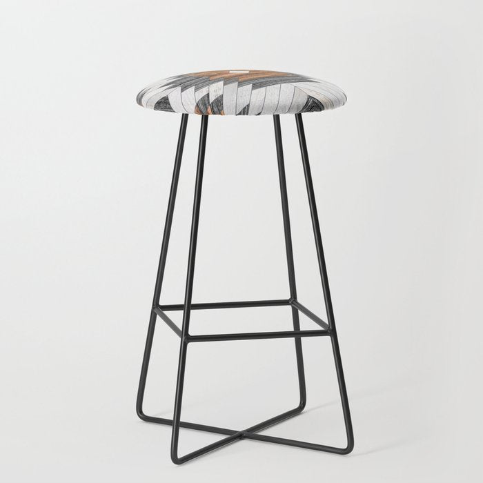 Urban Tribal Pattern No.8 - Aztec - Wood Stool Gallery Image 1