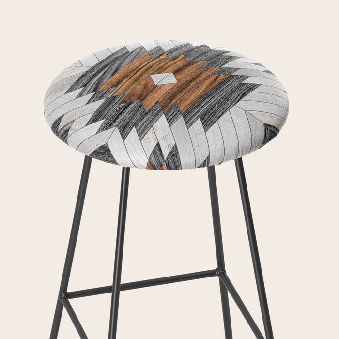 Urban Tribal Pattern No.8 - Aztec - Wood Stool Gallery Image 2