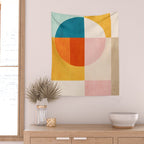 Bright Pastel Tones Geometric Abstract Artwork Wall Tapestry Gallery Image 2