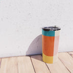 Bright Pastel Tones Geometric Abstract Artwork Travel Mug Gallery Image 4
