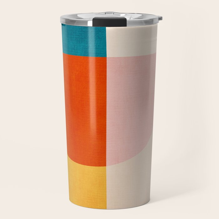 Bright Pastel Tones Geometric Abstract Artwork Travel Mug Gallery Image 1
