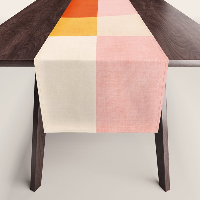 Bright Pastel Tones Geometric Abstract Artwork Table Runner Gallery Image 1
