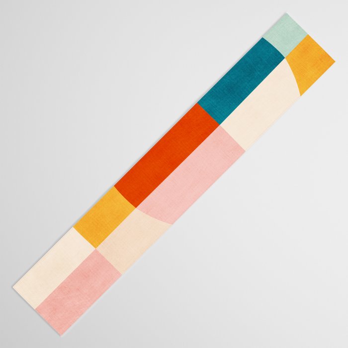 Bright Pastel Tones Geometric Abstract Artwork Table Runner Gallery Image 3