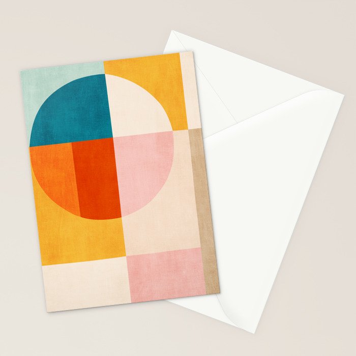Bright Pastel Tones Geometric Abstract Artwork Stationery Card Gallery Image 2