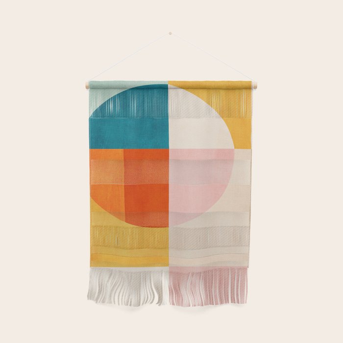 Bright Pastel Tones Geometric Abstract Artwork Wall Hanging Gallery Image 1