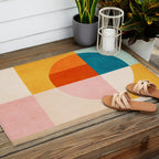 Bright Pastel Tones Geometric Abstract Artwork Outdoor Rug Gallery Image 2