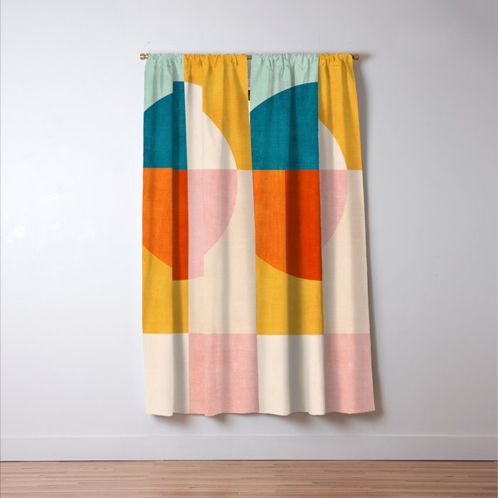 Bright Pastel Tones Geometric Abstract Artwork Window Curtain Gallery Image 3