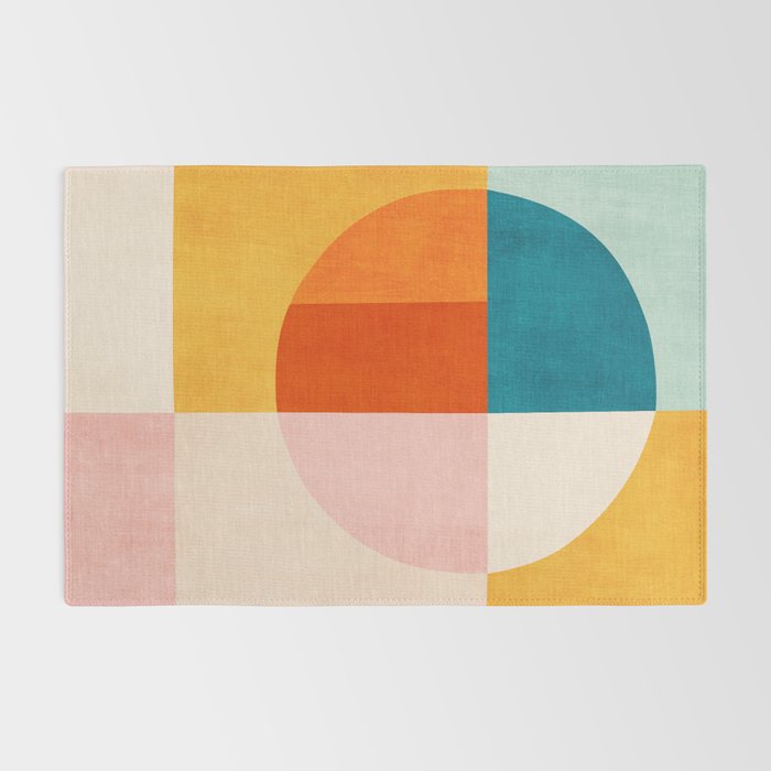 Bright Pastel Tones Geometric Abstract Artwork Rug Gallery Image 2