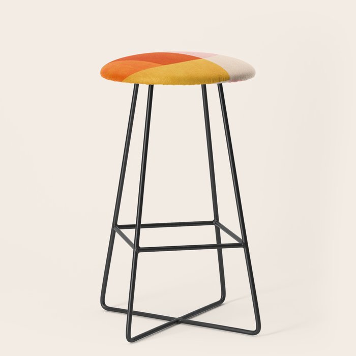 Bright Pastel Tones Geometric Abstract Artwork Stool Gallery Image 1