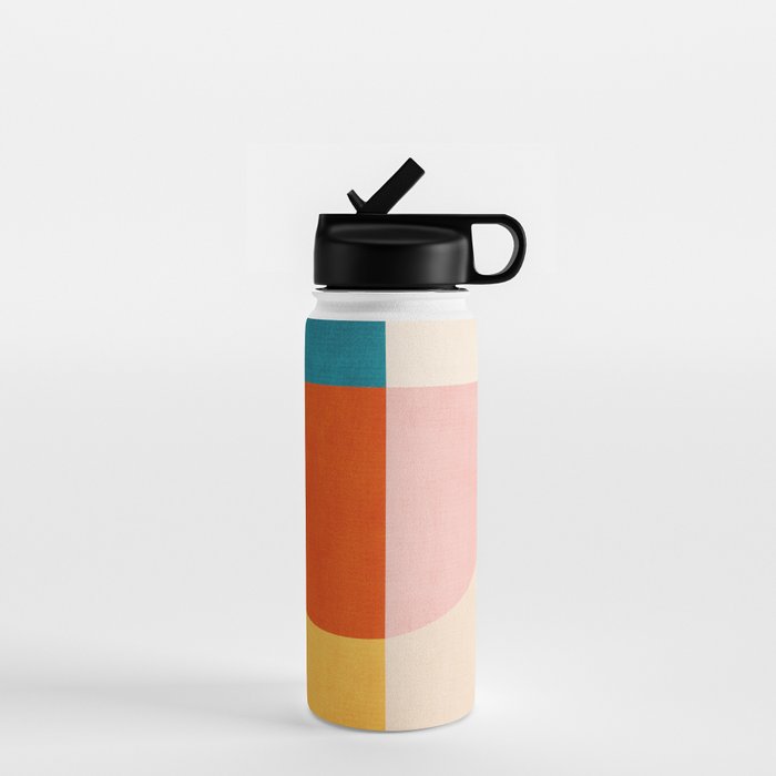 Bright Pastel Tones Geometric Abstract Artwork Water Bottle Gallery Image 1