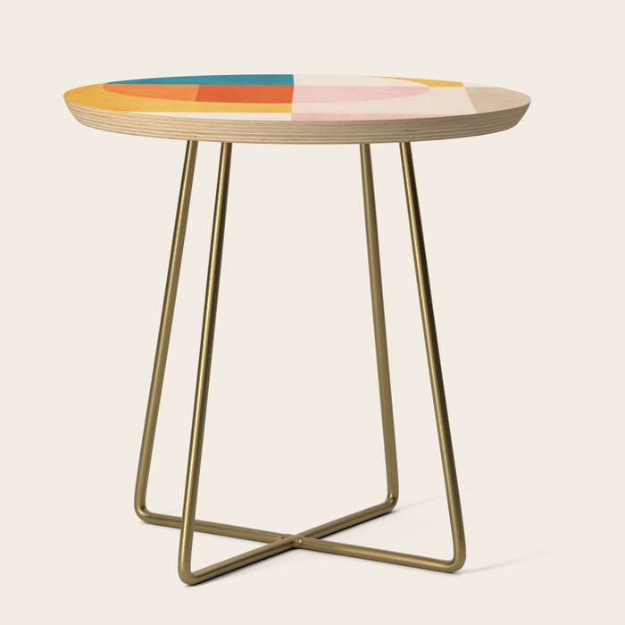 Bright Pastel Tones Geometric Abstract Artwork Side Table Gallery Image 1