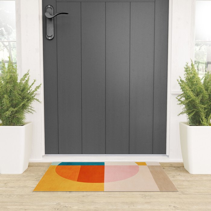 Bright Pastel Tones Geometric Abstract Artwork Welcome Mat Gallery Image 3