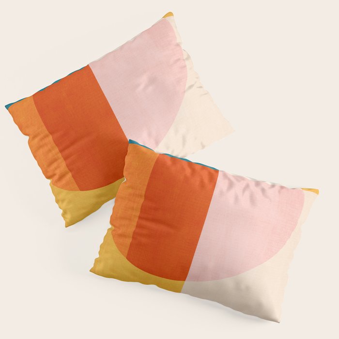 Bright Pastel Tones Geometric Abstract Artwork Pillow Sham Gallery Image 1