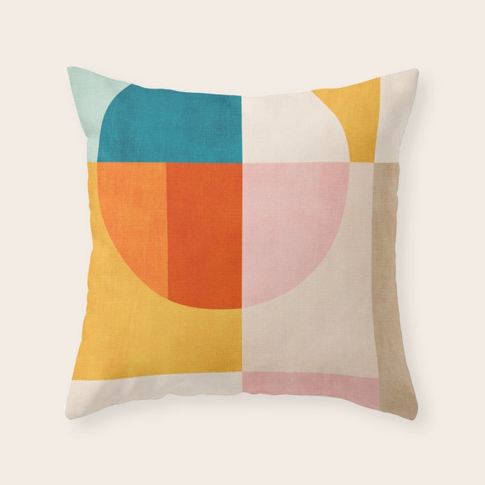 Bright Pastel Tones Geometric Abstract Artwork Throw Pillow Gallery Image 1