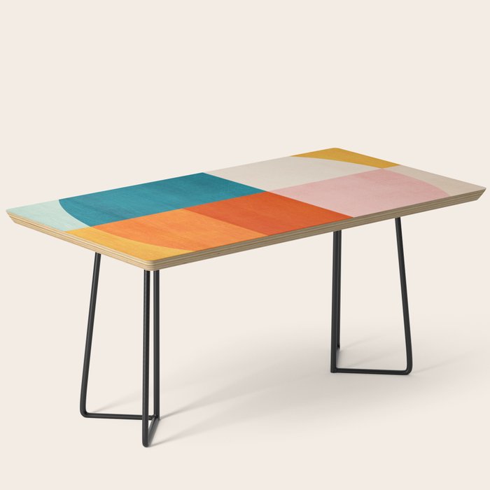 Bright Pastel Tones Geometric Abstract Artwork Coffee Table Gallery Image 1