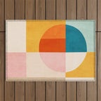 Bright Pastel Tones Geometric Abstract Artwork Outdoor Rug Gallery Image 1