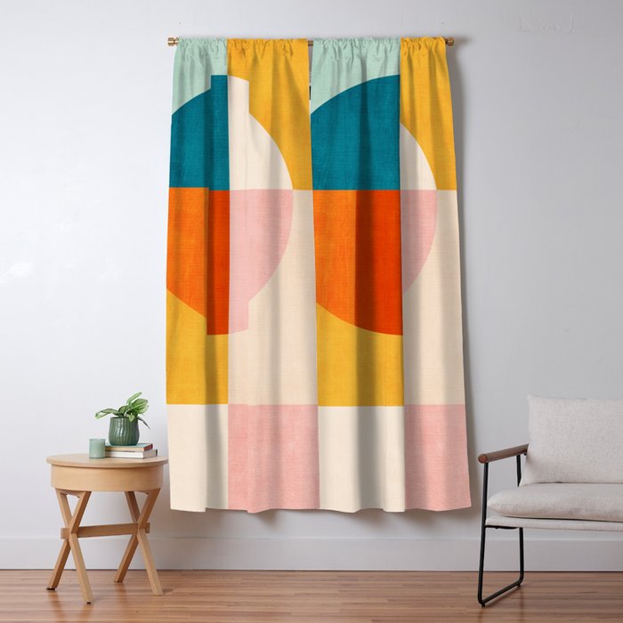 Bright Pastel Tones Geometric Abstract Artwork Window Curtain Gallery Image 5