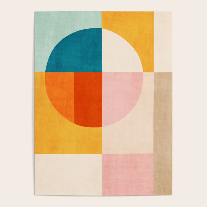 Bright Pastel Tones Geometric Abstract Artwork Poster Gallery Image 1