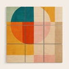 Bright Pastel Tones Geometric Abstract Artwork Wood Wall Art Gallery Image 1