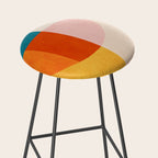 Bright Pastel Tones Geometric Abstract Artwork Stool Gallery Image 2