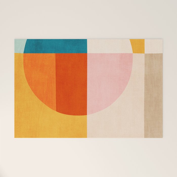Bright Pastel Tones Geometric Abstract Artwork Welcome Mat Gallery Image 1