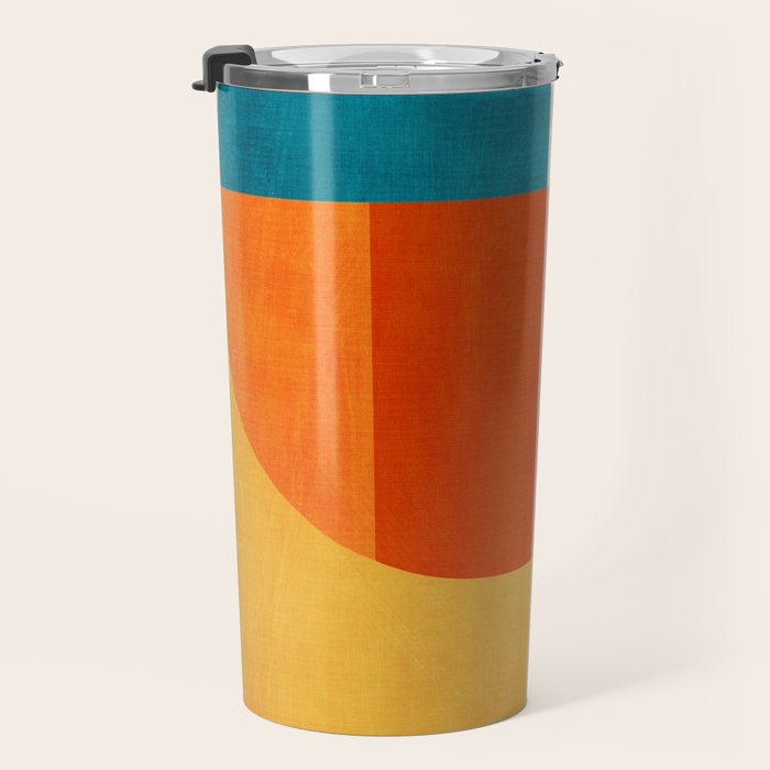 Bright Pastel Tones Geometric Abstract Artwork Travel Mug Gallery Image 3