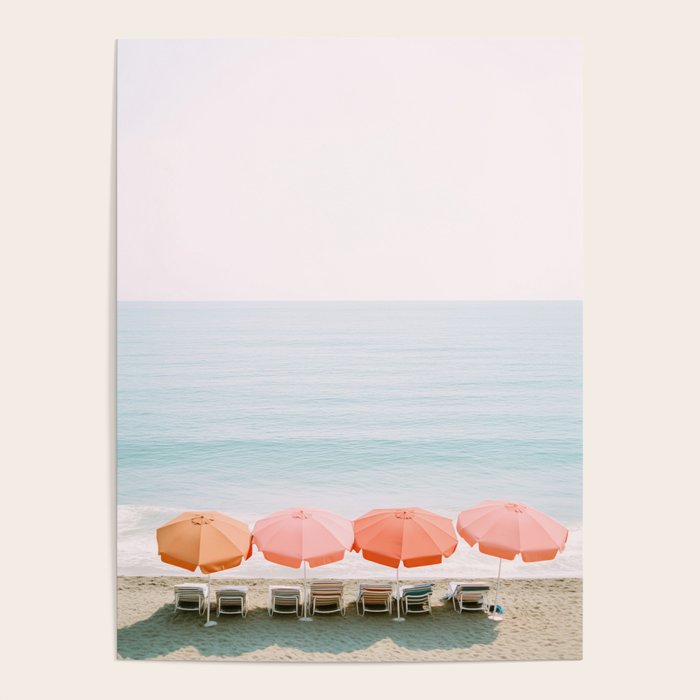 Beach Umbrella Pastel Minimalist AI Photography Poster Gallery Image 4
