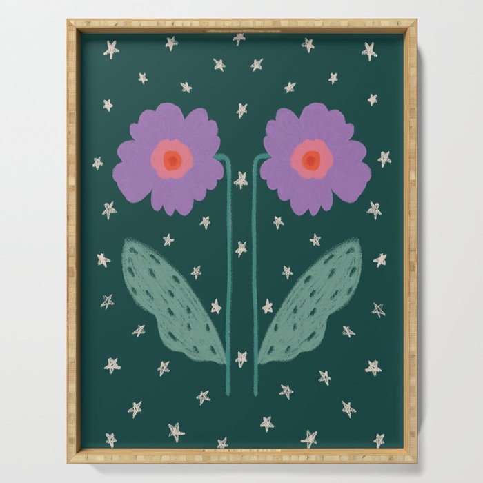 Twin Textured Flower  Serving Tray Gallery Image 1