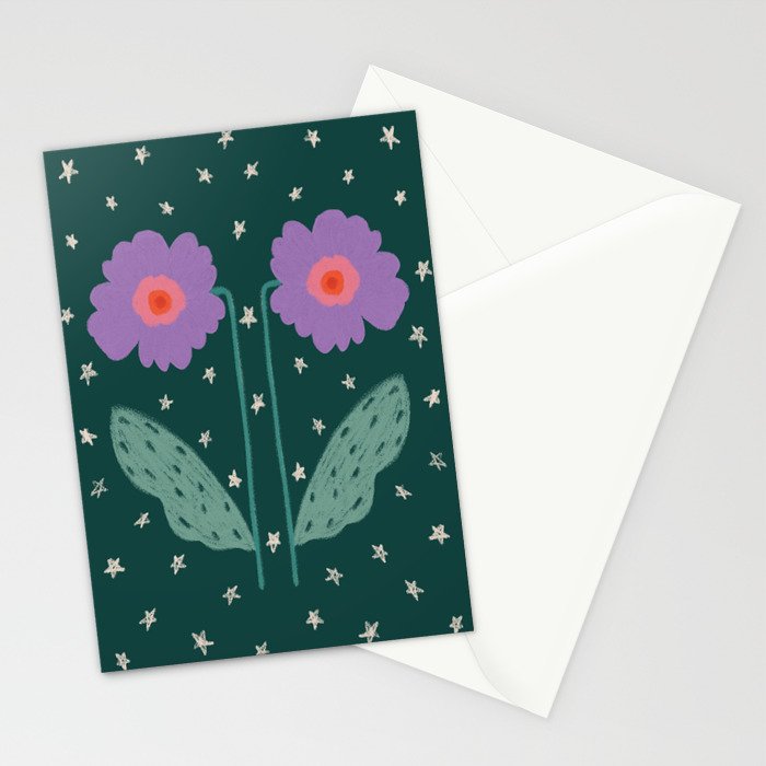 Twin Textured Flower  Stationery Card Gallery Image 2