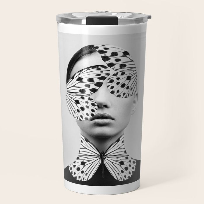 Woman Butterfly Travel Mug Gallery Image 1