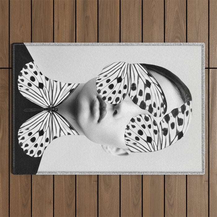 Woman Butterfly Outdoor Rug Gallery Image 1