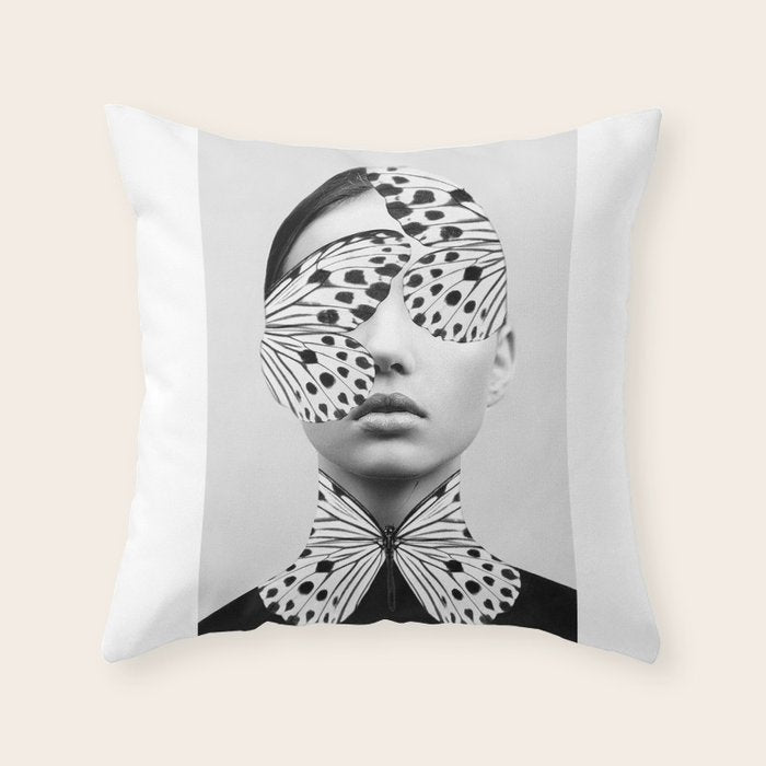 Woman Butterfly Throw Pillow Gallery Image 6